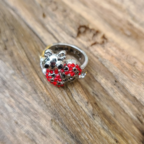 Ladybug Ring with Rhinestones - Picture 2 of 3